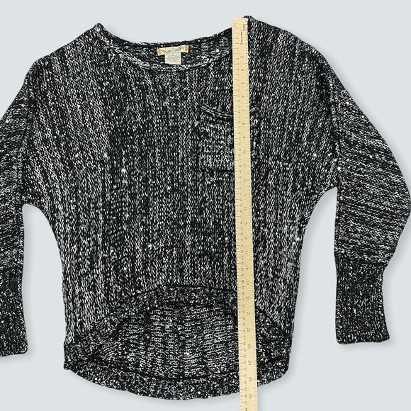 Love‎ Change Womens Sweater Knit Pullover Long Sleeve Pocket Black White Small - Picture 3 of 8